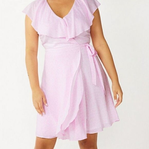 EUC Draper James RSVP Pink Ruffle Wrap Dress Medium - Picture 1 of 5